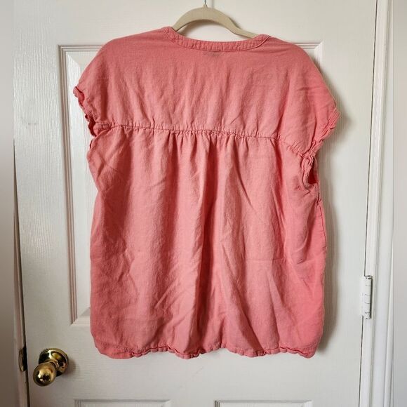 Splendid Coral Pink Suplice Linen Blend Women's Pink Top XXL - Picture 8 of 9
